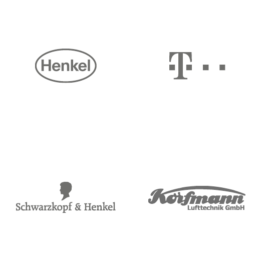 Logos: Henkel, Telekom, Schwarzkopf, Korfmann